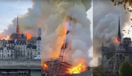 Шпиль собора Парижской Богоматери обрушился в результате пожара
