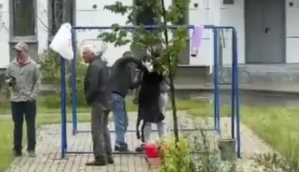 В Москве мигранты устроили забой барана на детской площадке и попали на видео