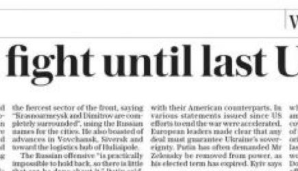 The Daily Telegraph заявил, что будет воевать до последнего украинца